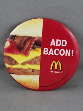 Vintage McDonalds Pin - Add Bacon - Celluloid Pin